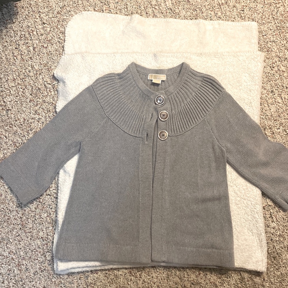 Michael Kors Gray 3-button Cardigan Sweater size Medium